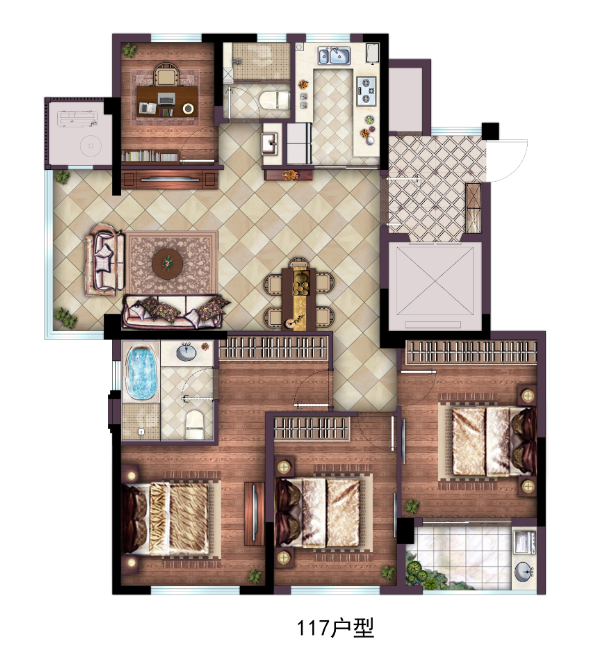 约117平户型图 约117平户型图